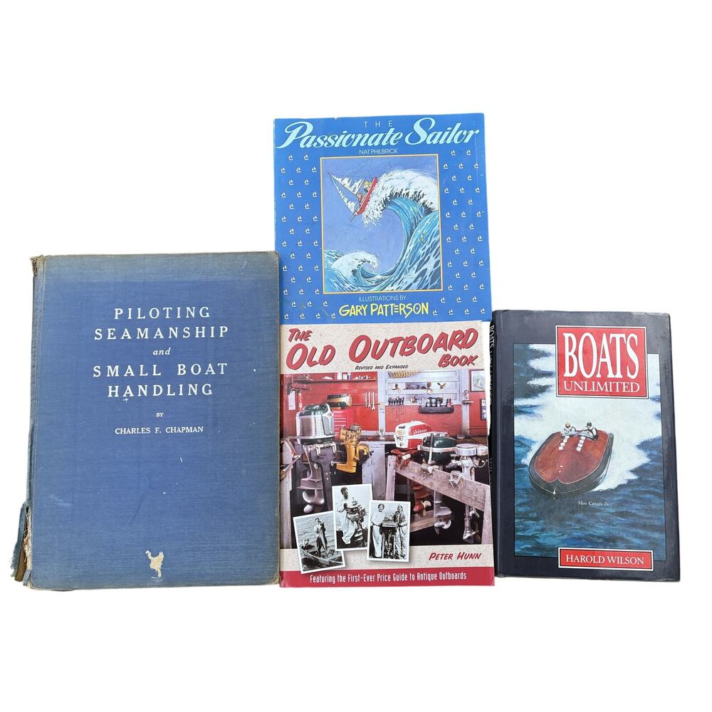 Vintage Boating Book Lot of 4 - Outboard - Sailing - Chapman Seamanship